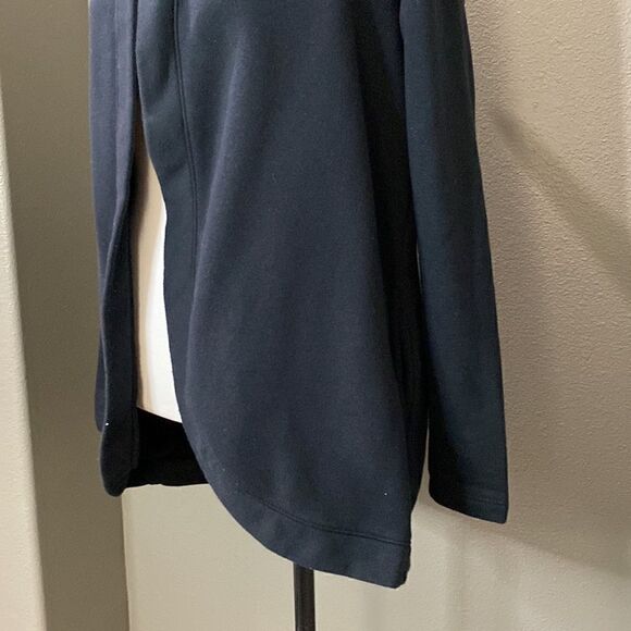 Marled Black Hooded Sweatshirt Open front Cardigan Sweater - Picture 3 of 11